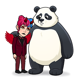 Me as a bitmoji, sad with a sad panda bear