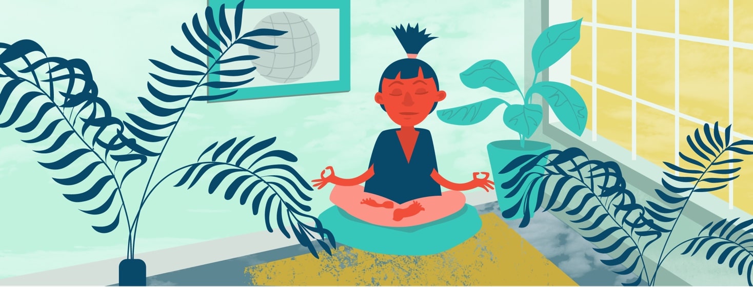 A woman meditating in a calm room