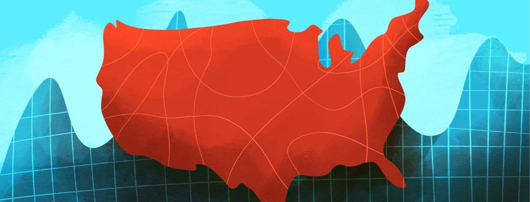 Shape of America with data in background