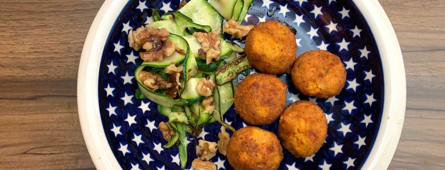 Sweet Potato Falafel With Courgette Ribbons