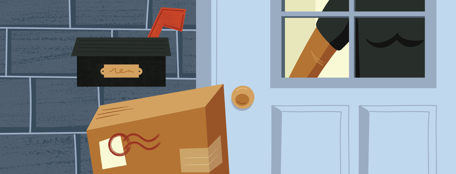 a person behind their door that has a package sitting outside of it by their mailbox