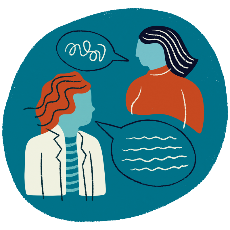 A woman talks to her doctor